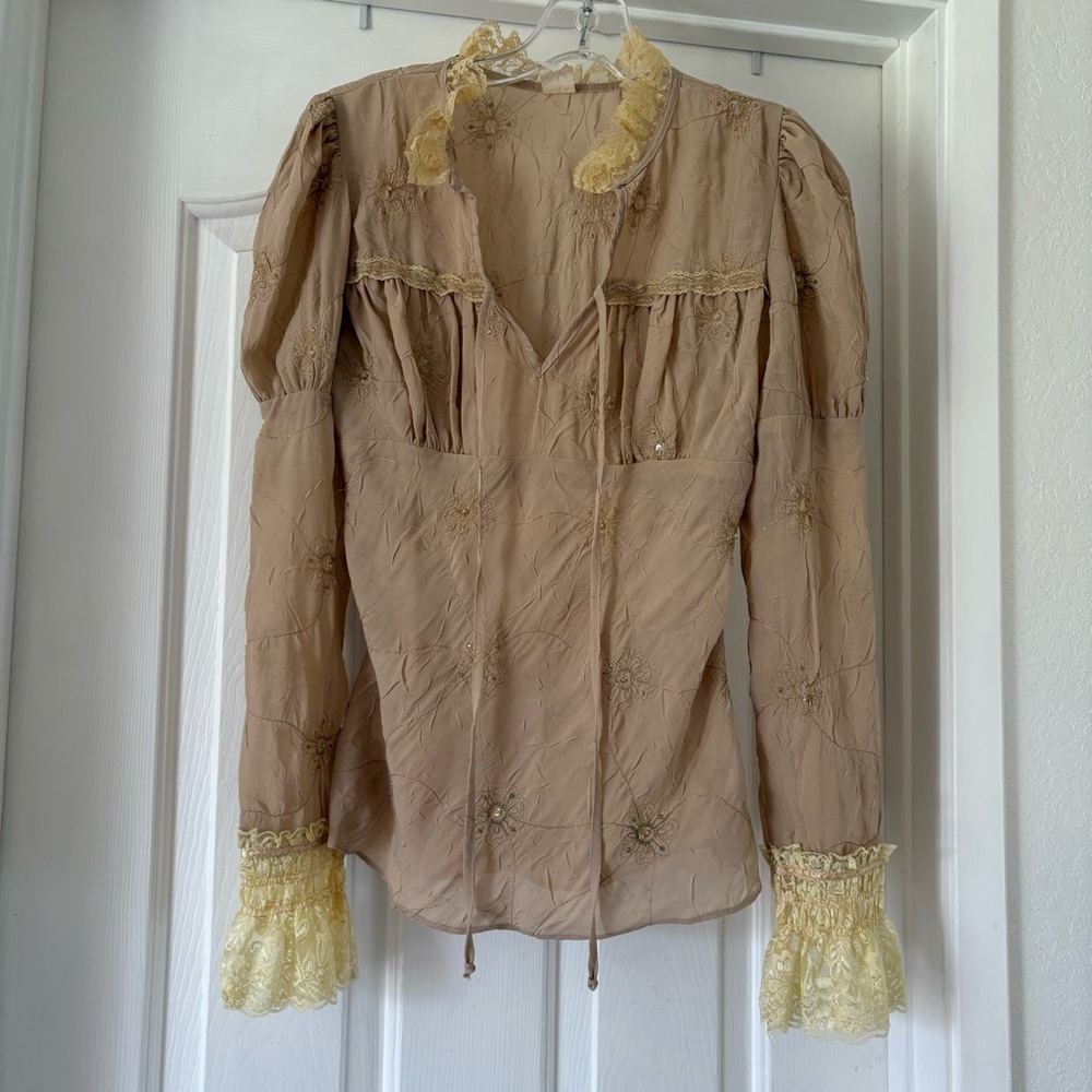 Vintage Blouse Top Romantic Ruffle Fairy Renaissance Lace Victorian S Whimsigoth